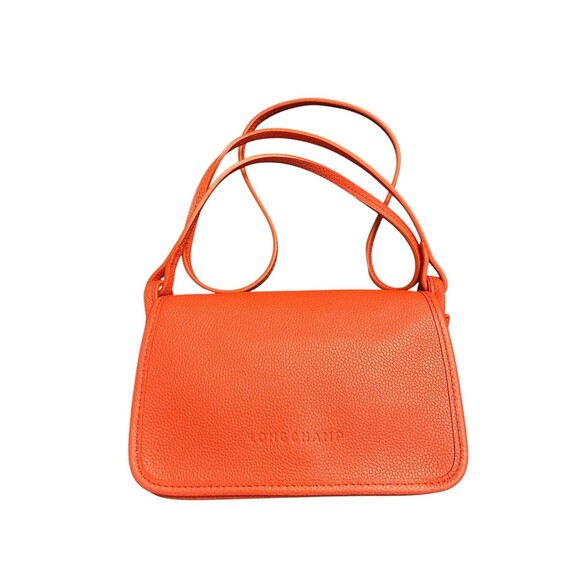 NEW Longchamp Le Foulonné Leather Wallet Crossbody Bag Orange Authentic - Picture 3 of 5
